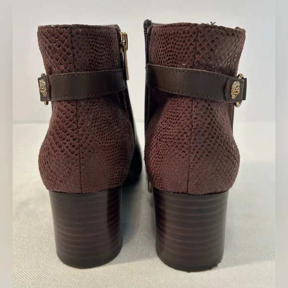 Anne Klein Hilda Ankle Boots in Dark Brown with "Snakeskin" Heels 7 1/2 M - Picture 6 of 9